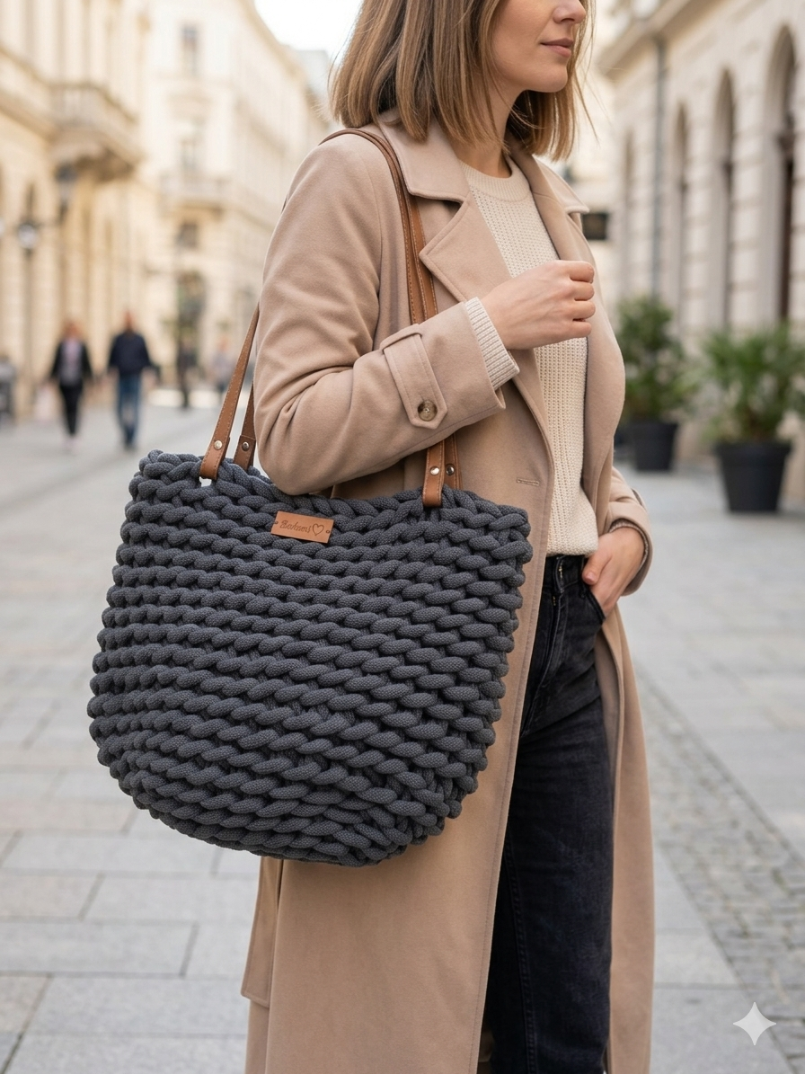 Torba Boho Wave Bag na jesień / torba chunky z grubego sznurka (3)