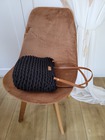 czarna torebka na ramię z grubego sznurka bawełnianego 