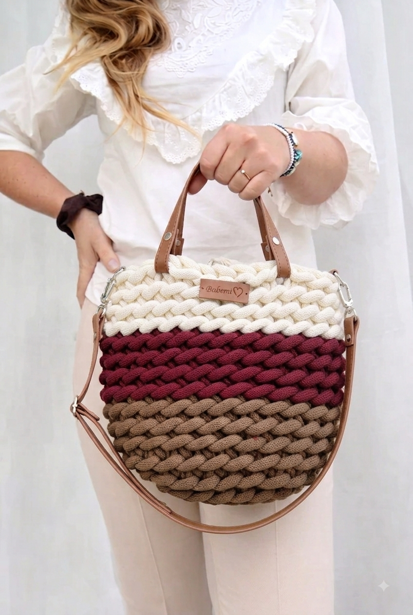 Brązowo-burgundowa  Boho Wave Bag - torebka listonoszka (1)