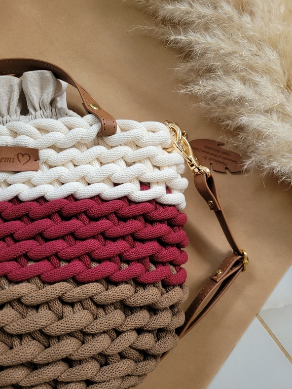 Brązowo-burgundowa  Boho Wave Bag - torebka listonoszka (6)