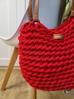 duża czerwona torba na ramię z sznurka bawełnianego,